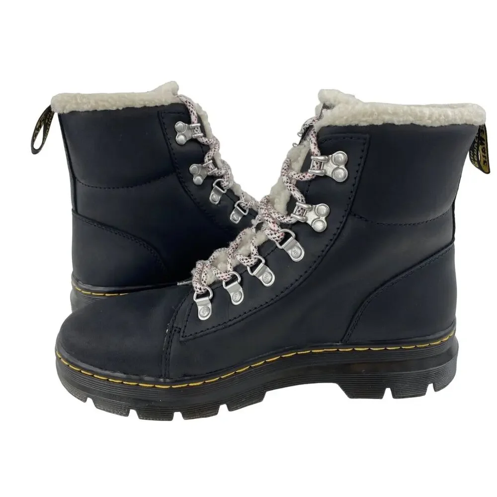 Dr. Martens Combs Wyoming Faux Fur Lined Lace Up Ankle Boots Docs WMN 10